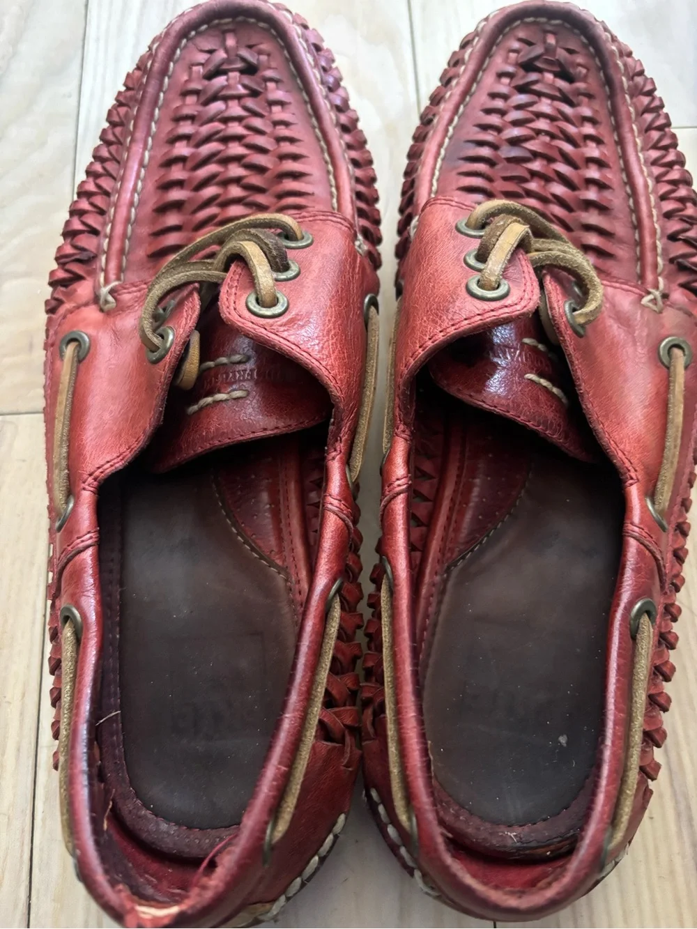 Frye Sully Men's Woven Leather Loafers - Red 9